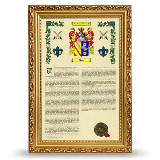 Blout Armorial History Framed - Gold