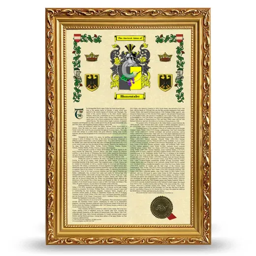 Blumentaler Armorial History Framed - Gold