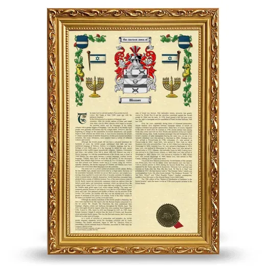 Blumer Armorial History Framed - Gold