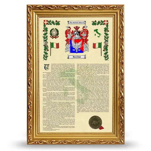 Bocchini Armorial History Framed - Gold
