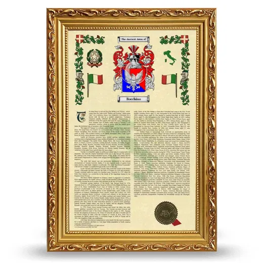 Bocchino Armorial History Framed - Gold