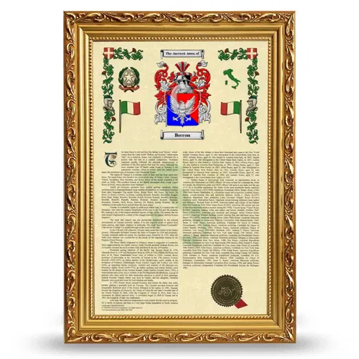 Boccon Armorial History Framed - Gold