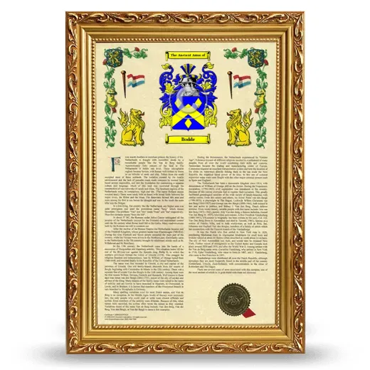 Bodde Armorial History Framed - Gold
