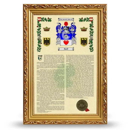 Boeff Armorial History Framed - Gold