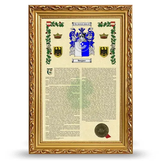 Boegner Armorial History Framed - Gold