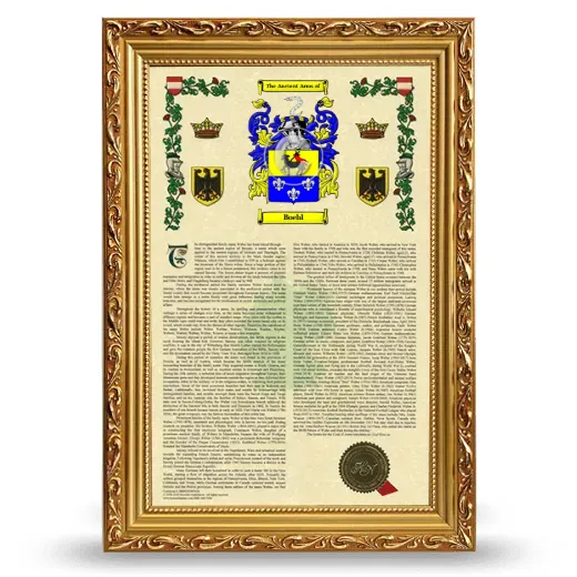 Boehl Armorial History Framed - Gold