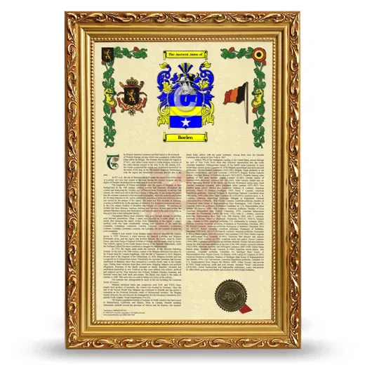 Boelen Armorial History Framed - Gold