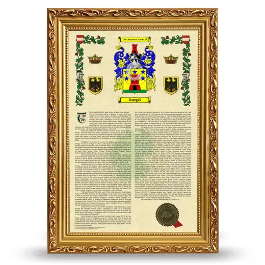 Boergel Armorial History Framed - Gold