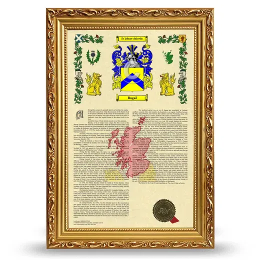 Bogal Armorial History Framed - Gold
