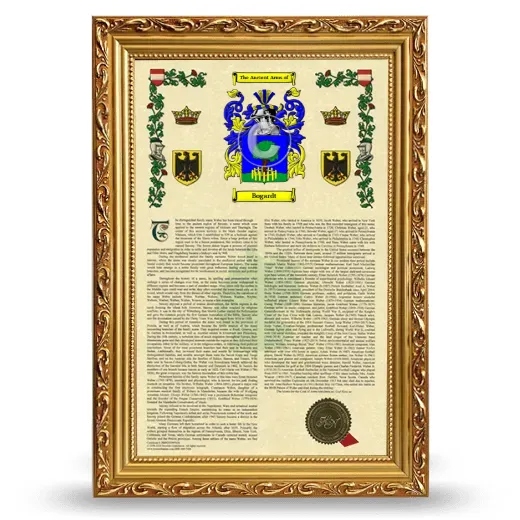 Bogardt Armorial History Framed - Gold