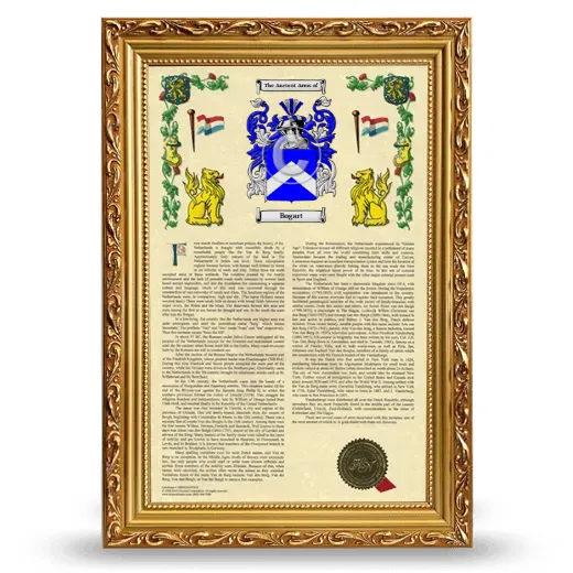 Bogart Armorial History Framed - Gold