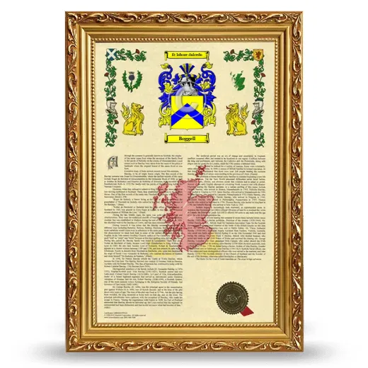 Boggell Armorial History Framed - Gold