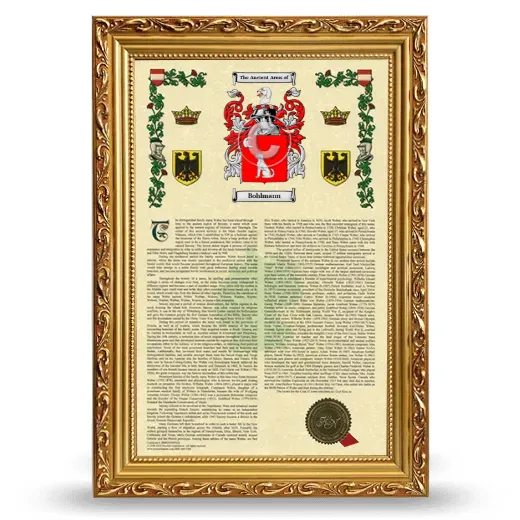 Bohlmann Armorial History Framed - Gold