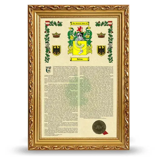 Bohm Armorial History Framed - Gold