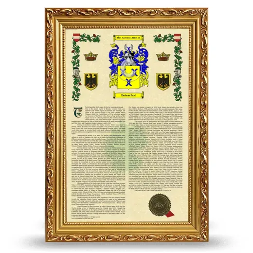 Boieschot Armorial History Framed - Gold