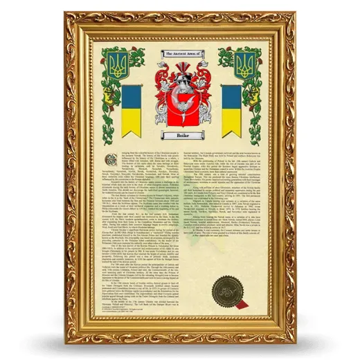 Boike Armorial History Framed - Gold
