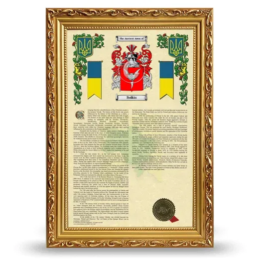 Boikin Armorial History Framed - Gold