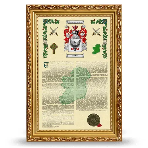 Boilan Armorial History Framed - Gold
