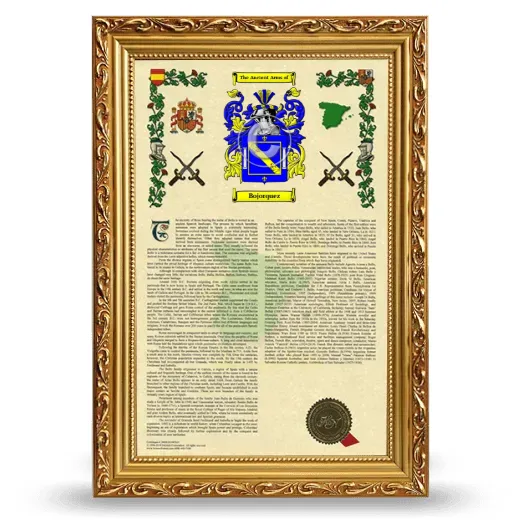 Bojorquez Armorial History Framed - Gold