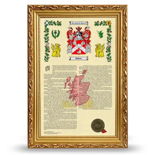 Bokeer Armorial History Framed - Gold