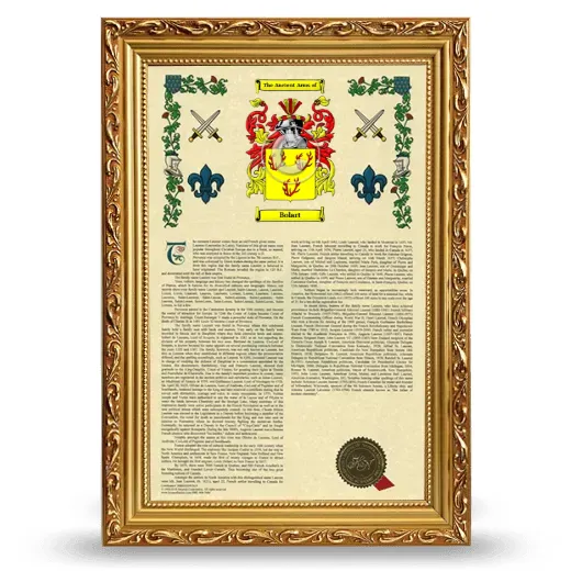 Bolart Armorial History Framed - Gold