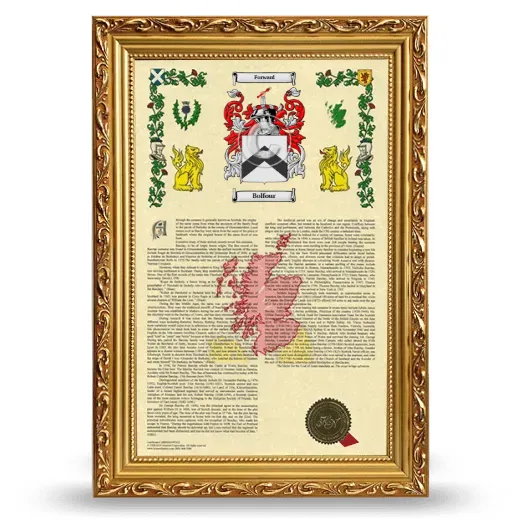 Bolfour Armorial History Framed - Gold