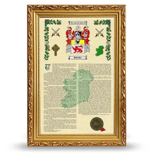 Bolinder Armorial History Framed - Gold