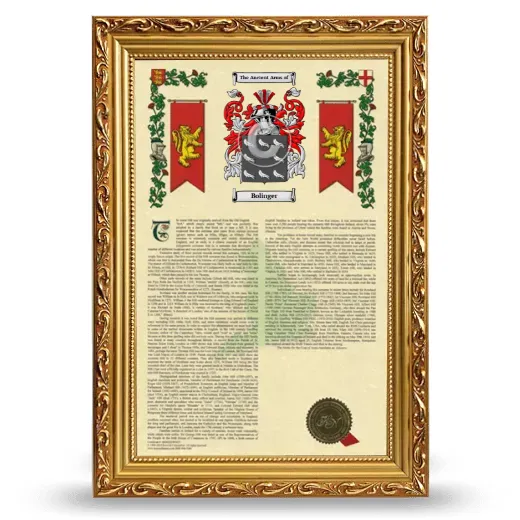 Bolinger Armorial History Framed - Gold