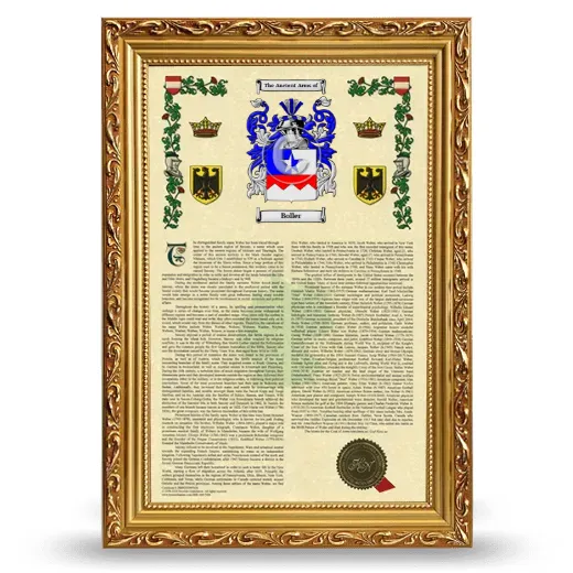 Boller Armorial History Framed - Gold