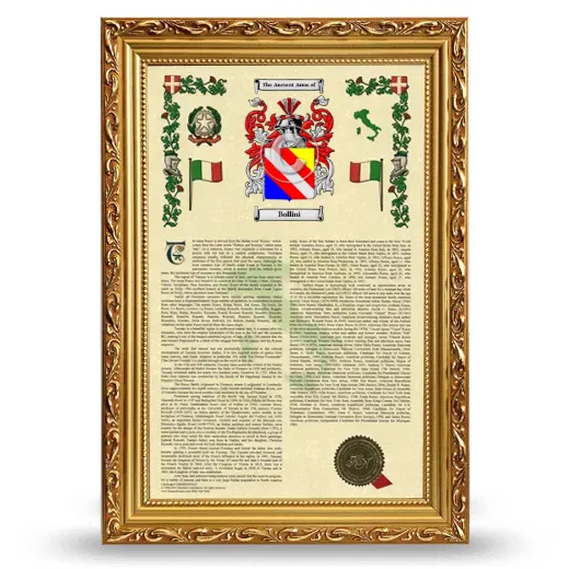 Bollini Armorial History Framed - Gold