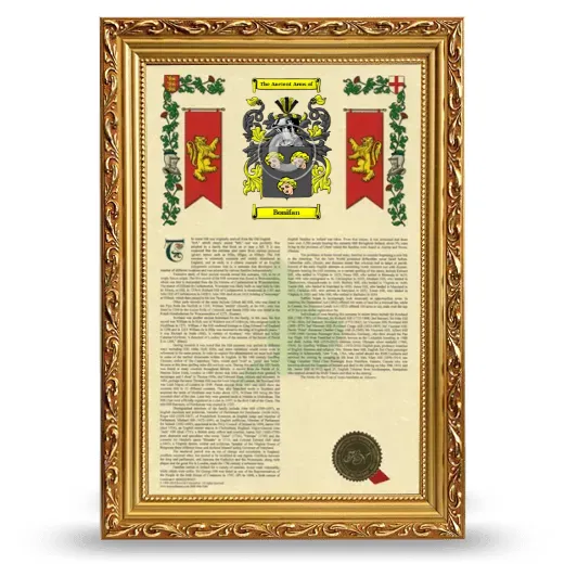 Bonifan Armorial History Framed - Gold
