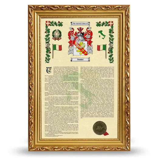 Bonini Armorial History Framed - Gold
