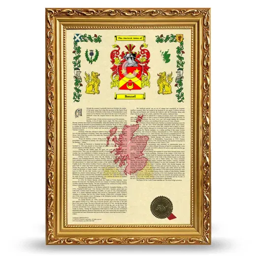 Bonnel Armorial History Framed - Gold