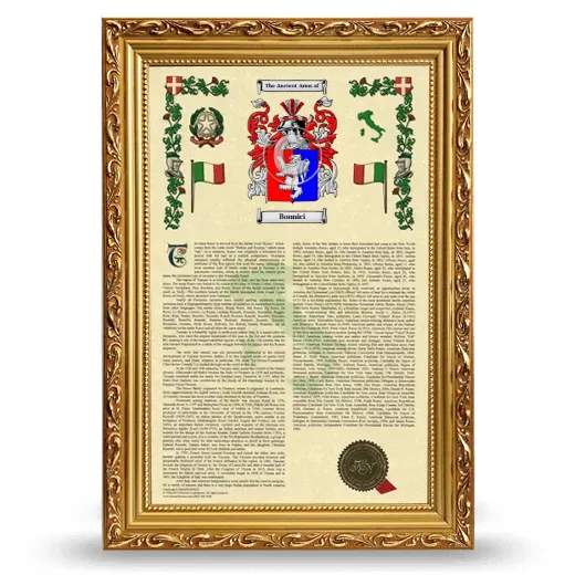 Bonnici Armorial History Framed - Gold