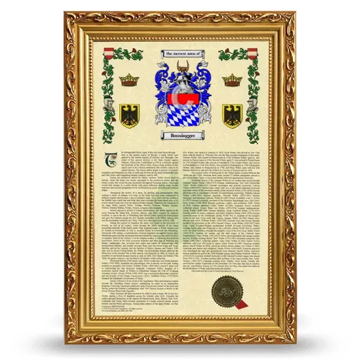 Bonsingger Armorial History Framed - Gold