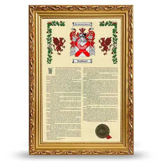 Boothroyd Armorial History Framed - Gold