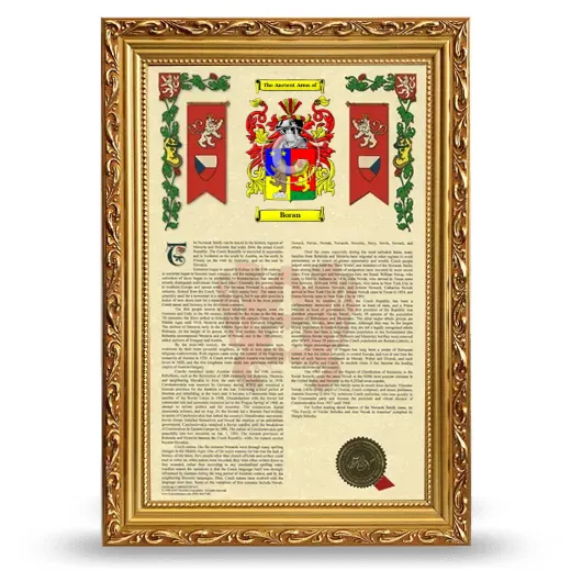 Boran Armorial History Framed - Gold