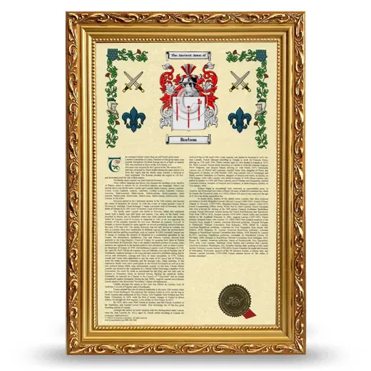 Borbon Armorial History Framed - Gold