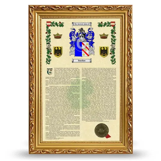 Borcker Armorial History Framed - Gold