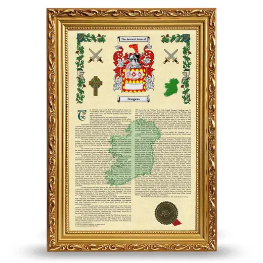 Borgess Armorial History Framed - Gold
