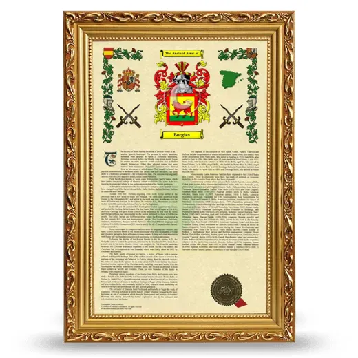 Borgias Armorial History Framed - Gold
