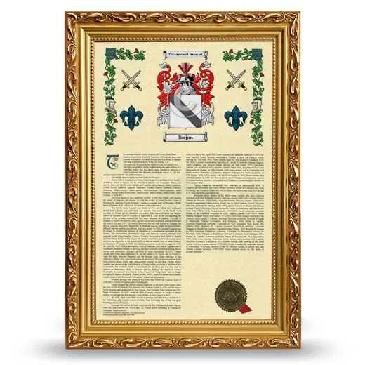 Borjon Armorial History Framed - Gold