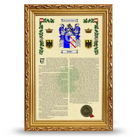 Borker Armorial History Framed - Gold