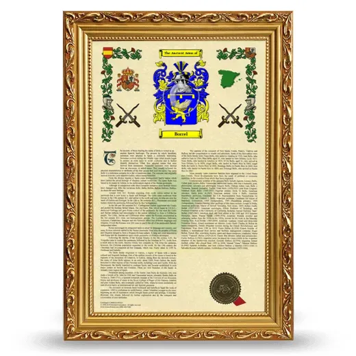 Borrel Armorial History Framed - Gold