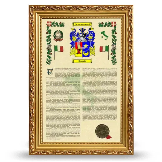 Boscato Armorial History Framed - Gold
