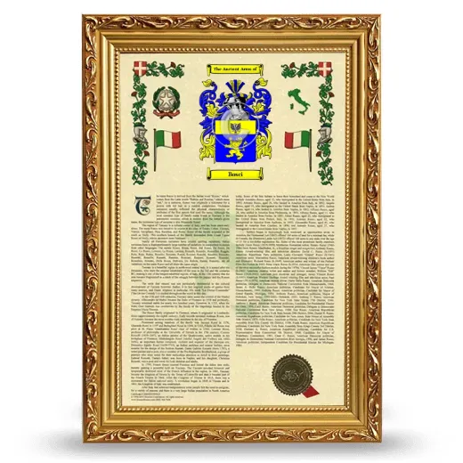 Bosci Armorial History Framed - Gold