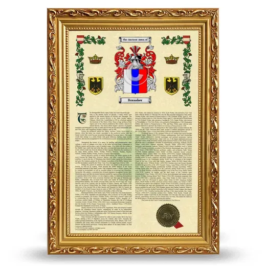 Bossaker Armorial History Framed - Gold