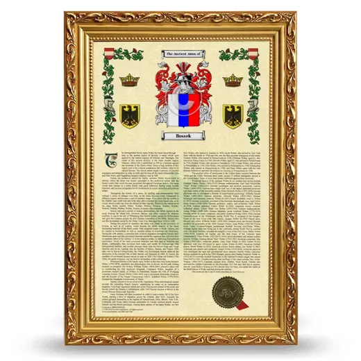Bossek Armorial History Framed - Gold