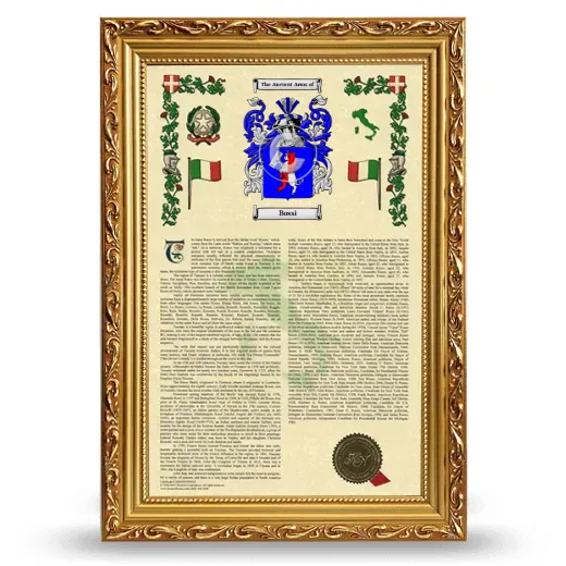 Bossi Armorial History Framed - Gold