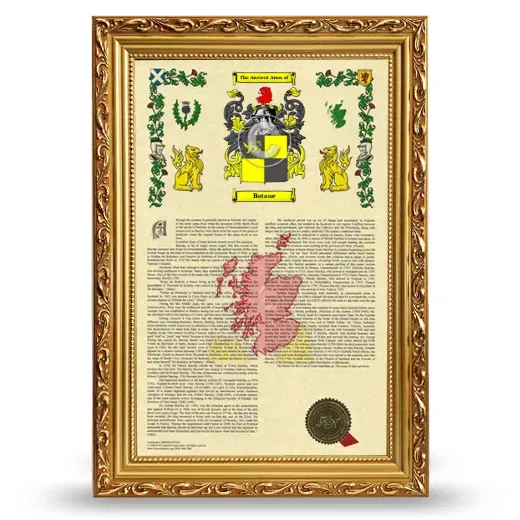 Botane Armorial History Framed - Gold
